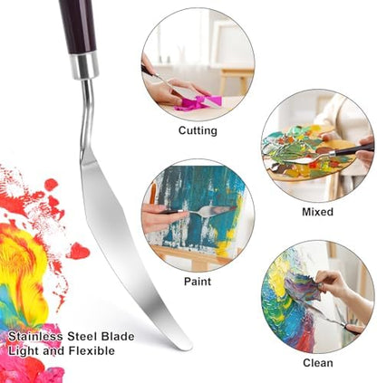 5 Piece Palette knifes Painting Knife Set Supplies for Oil, Acrylic Paint,Cake Decorating,Stainless Steel Pallet Knife Paint Knife Art Spatula for Various Types of Painting,ColorMixing,Smearing - Image 3
