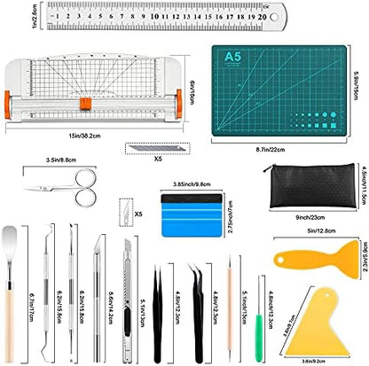 27PCS Craft Weeding Tools for Vinyl Kit,Utility Knife Set with 12Inch Paper Cutter Trimmer for Scrapbooking,Silhouettes,Cameos,DIY Art Crafting,Cutting,Splicing,Cardstock - Image 4