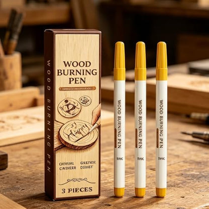 Wood Burn Pen for Pyrography Art - 3 Pack Wood Burning Marker Pen Kit, Portable DIY Crafting Tool for Handmade Projects and Personalized Presents - Image 5