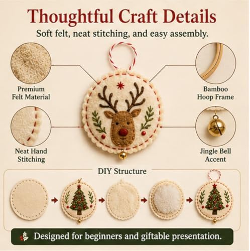 DIY Felt Christmas Ornament Kit - Create Handmade Holiday Decorations - Image 6