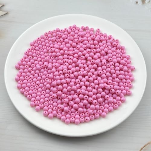 700pcs Acrylic Round Beads for Crafts 6mm Resin Candy Color Spacer Beads with Hole for Jewelry Making Sewing Crafts Decoration Necklaces Bracelets Earrings Supplies(Pink) - Image 2