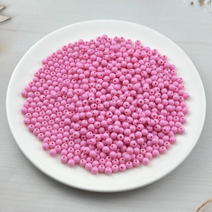 700pcs Acrylic Round Beads for Crafts 6mm Resin Candy Color Spacer Beads with Hole for Jewelry Making Sewing Crafts Decoration Necklaces Bracelets Earrings Supplies(Pink) - Image 2