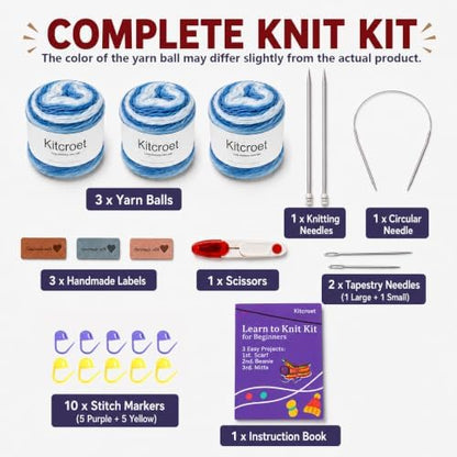 Knitting Kit for Beginners, Complete Starter Kit for Scarf, Hat, Gloves - Image 7