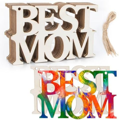 MAQIHAN Mothers Day Crafts Wooden Ornaments 20 Pcs - Best MOM Wood Cutouts by MaqiIhanCustomOfficial