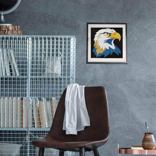 Doodlream Bald Eagle Needle Kit for Beginner, 9.4"x 9.4" Majestic Bird Punch Stitching Craft Set, Color DIY Embroidery Starter with Printed Frame, Instruction, Threader, Yarn, Pinch Needle - Image 6