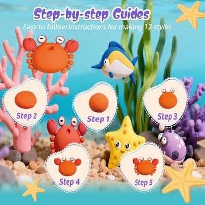 Both idea Air Dry Clay Kit, Ocean Theme | 12 Packs, Non-Toxic Kids Gift - Image 2