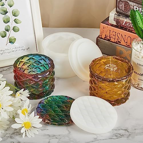 ISSEVE Jar Resin Molds, Large Diamond Jar Silicone Molds with 2Pcs Lid - Image 4
