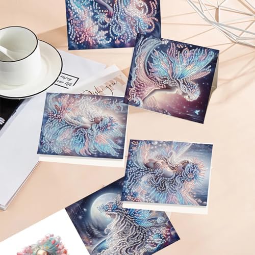 TDFERAN Diamond Painting Fairy Card 6 Set Butterfly Wings Crystal Art Puzzle Butterfly Fairy Card Cold Colors Handmade Invitations Friendship Anniversary Bestie Cards Thank You Cards Wedding Party - Image 6