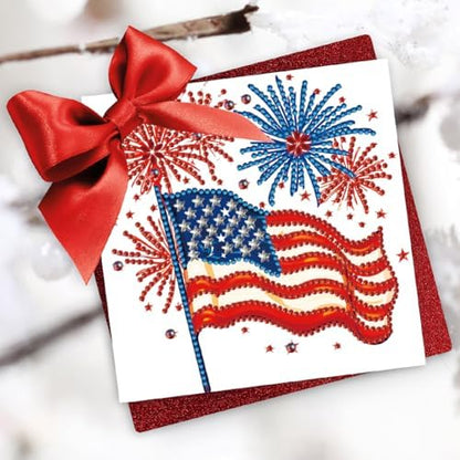jinglinhh 6pcs Flag Statue of Liberty Fireworks Diamond Art Painting Greeting Cards with Envelopes, DIY Card Making Kits for Adults, Diamond Art Postcards Christmas Cards Craft Gifts - Image 4