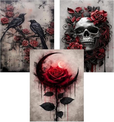 3 Pack Gothic Paint by Numbers Kit for Adults Framed Canvas, Frameworkless by FairylandJinWenn