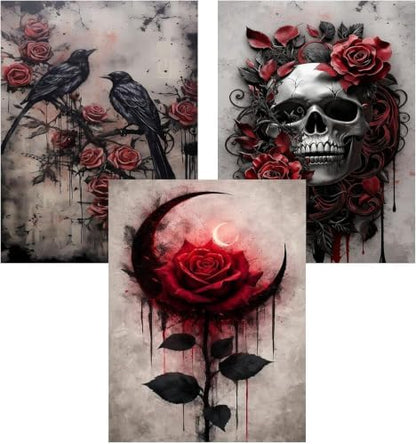 3 Pack Gothic Paint by Numbers Kit for Adults Framed Canvas, Frameworkless by FairylandJinWenn