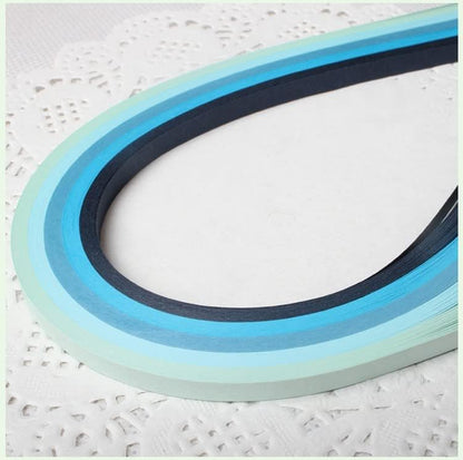 ODETOJOY Quilling Paper Gradient Quilling Strips 3mm Crafts Filigrana Paper 1/8inch Rainbow Color 120pcs Length 21inch (Blue) - Image 5