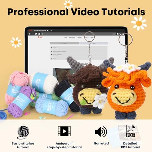 2 PCS-Highland Cow Crochet Kit for Beginners, Easy Craft for Adults - Image 4