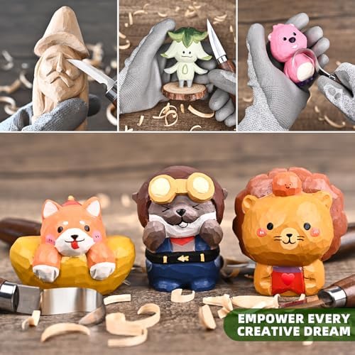 IMYMEE Wood Whittling Kit for Beginners-Complete Whittling Set with 4pcs Wood Carving Knives & 8pcs Basswood Wood Blocks-Perfect Wood Carving Kit Set-Includes Wood Carving Tools for Adults and Kids - Image 4