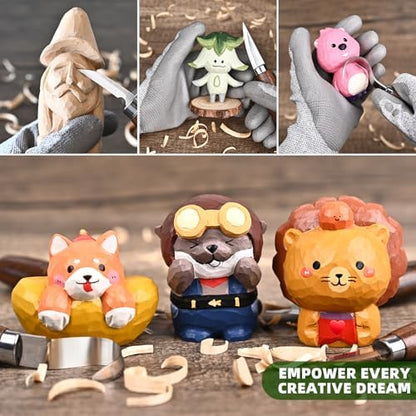 IMYMEE Wood Whittling Kit for Beginners-Complete Whittling Set with 4pcs Wood Carving Knives & 8pcs Basswood Wood Blocks-Perfect Wood Carving Kit Set-Includes Wood Carving Tools for Adults and Kids - Image 4