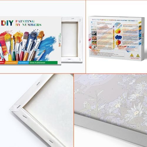 JOOZ Paint by Numbers Kit for Adults with Frame, Moon Paint by Number with Easel, DIY Starry Sky Flowers Oil Painting by Numbers, Easy Adult Paint by Number Kits on Canvas for Wall Decor 8x12 Inch - Image 6