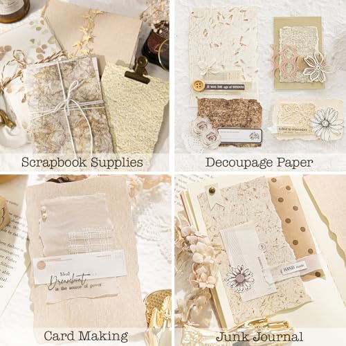 168Pcs Textured Scrapbook Paper Kit Embossed Rice Paper for Junk Journaling - Image 4