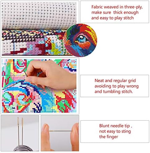 ITSTITCH Stamped Cross Stitch Kits for Beginners Full Range of Crossstitching Preprinted Pattern Kids or Adults, Embroidery Needlepoint Starter 14CT 2 Strands-Purple Blossoms,13''x13'' - Image 4