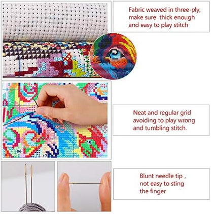 ITSTITCH Stamped Cross Stitch Kits for Beginners Full Range of Crossstitching Preprinted Pattern Kids or Adults, Embroidery Needlepoint Starter 14CT 2 Strands-Purple Blossoms,13''x13'' - Image 4