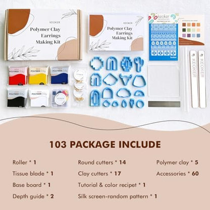 Keoker Polymer Clay Jewelry Making Kit, 103 PCS Clay Earring Making Kit for Teens and Adults, Fashion Designer Kits, Polymer Clay Earrings Kit Crafts, Great Gifts - Image 3