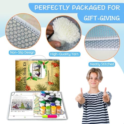 ZFFLYH Latch Hook Kits, Latch Hook Rug Kit for Adults Beginner Halloween Hat Latch Hook Kits with Printed Canvas 52X38cm/20.5 Inch X15 Inch - Image 2