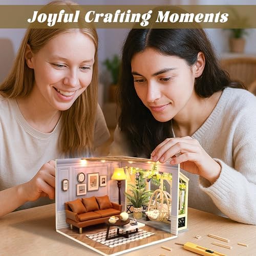 Flever DIY Miniature House Kit, Tiny Home Kit with LED Light, Mini House Build Craft Kits for Adults and Teens, Home Decor Creative Gift for Family/Friends(Warm Moment) - Image 4