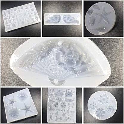 UV Epoxy Resin Crystal Clear + Pearlescent Liquid Pigments + Silicone Molds + Open Back Bezels + Decoration Sheets + Tweezers + Mini Light, Jewelry Making Kit Pendants Earrings Resin Art Craft Set - Image 7