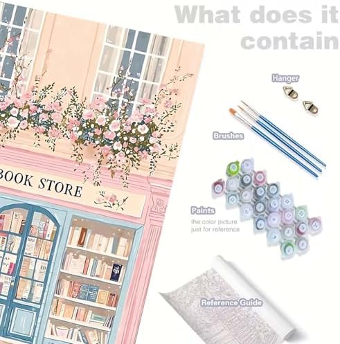 GEMOUJ Paint by Number Pink Book Shop DIY Painting On Canvas, Paint by Numbers Kit for Adults,Perfect for Paint by Numbers for Adults Beginner,Home Wall Decor16 x 20 Inch - Image 7