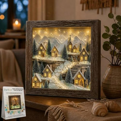 Coastal Lighthouse Sea Glass Shadow Box Night Light Nautical Beach Lamp Home Decor DIY Wooden Picture Frame Ocean Theme Craft Kit Starfish Shells Art Bedside Reading Corner Gift for Adult(#7,Battery) by Unknown