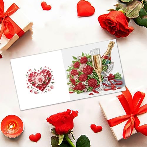 MaiYiYi 6 Packs DIY Rose Diamond Painting Art Greeting Cards Kit - Image 3