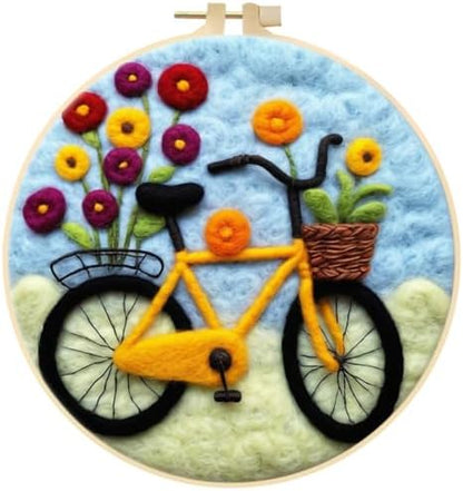 EUBUY Needle Felting Starter Kit, Felt Painting Kit for Beginners Wool Needle Felt Set with Felt Needle, Picture Frame, Foam Pad, Felt Cloth, Instructions by EUBUY