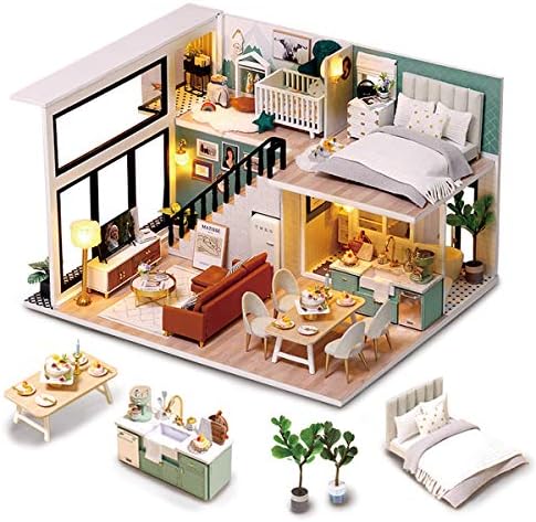 GuDoQi DIY Miniature Dollhouse Kit, Tiny House with Furniture and Music, 1:24 Scale, Great Crafts Gift for Birthday Christmas Day, Comfortable Life by GuDoQi