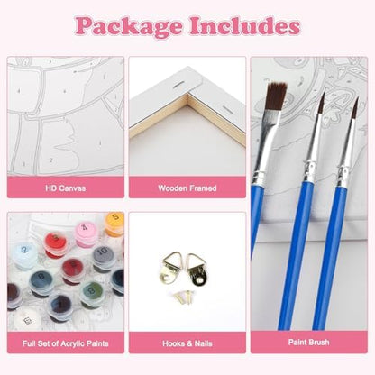 GHHKUD 4 Pack Halloween Paint by Numbers Kits for Adults with Frame, DIY Halloween Paint by Numbers for Beginners, Painting by Numbers on Canvas Gifts for Home Decor 20x20cm - Image 6