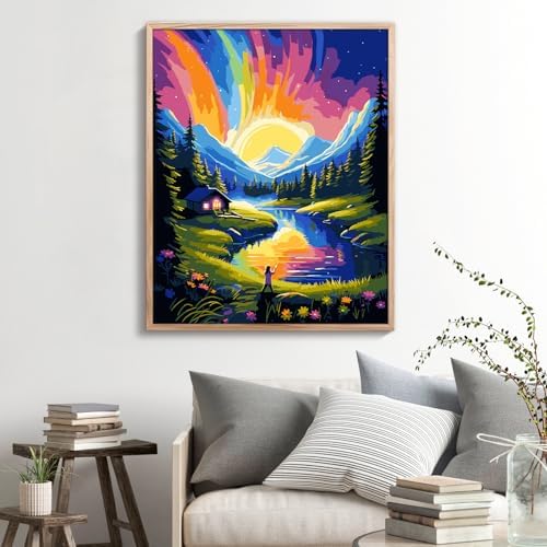 ZTOTZ Paint by Numbers Kit for Adults,Aurora Borealis Painting by Numbers16x20 Canvas,Landscape Paint by Number Kits for Home Decor - Image 3