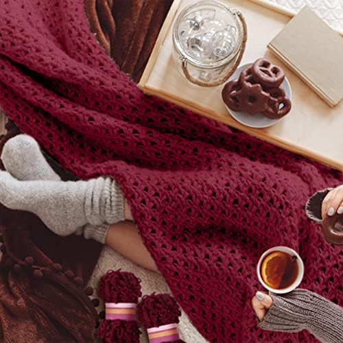 3 Rolls Finger Blanket Yarns Puffy Loop Yarn Soft Crochet Fluffy Finger Knitting Chunky Hand Woven Fluffy for DIY Knitting Crafts(Cherry Red) - Image 6