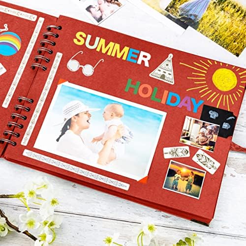 Bstorify Square Scrapbook Photo Albums 50 Pages (11 x 8.5 Inch) Red - Image 5