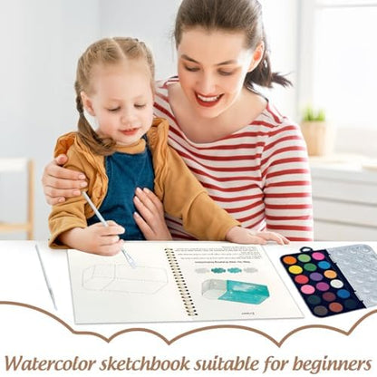 Watercolor Workbook, Water Coloring Book, 12 Different Patterns of Original DIY Designs, 18 Colors Watercolor Set, Beginner-Friendly Watercolor Workbooks (Painting), Perfect Gifts for Adults - Image 7