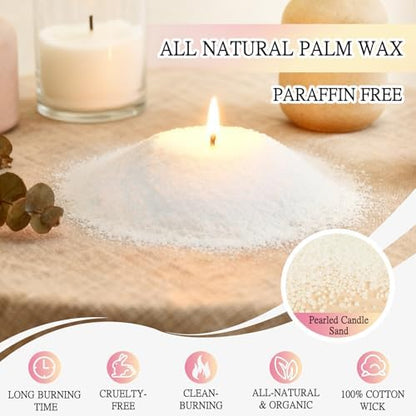 BRELANO Crystal Candle Making Kit – No-Melt Pearled Candle Sand, 18 oz Sand Wax, 30 Cotton Wicks, 3 Natural Crystals & Glass Jar – DIY Candle Gift Set for Women & Home Decor - Image 3