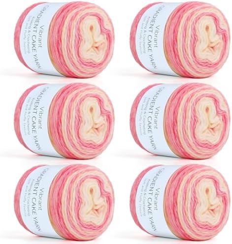 Aeelike Cake Yarn for Crocheting, Soft Ombre Crochet Yarn, Pink Yellow by Aeelikescrochetworld