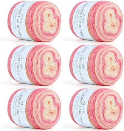 Aeelike Cake Yarn for Crocheting, Soft Ombre Crochet Yarn, Pink Yellow by Aeelikescrochetworld