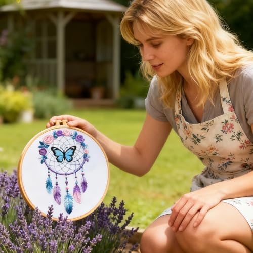 BEUNITONE 4 Set Dream Catcher Embroidery Kit for Beginners 7.9"x7.9" - Image 7