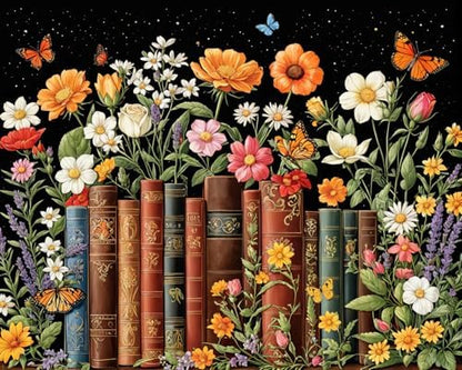Wildflower Paint by Numbers Kit for Adults Flower Book Art Painting Kit Adult Paint by Number Kits on Canvas DIY Oil Painting for Beginners Gifts for Book Lovers Home Wall Decor 16x20 Inch by Unknown