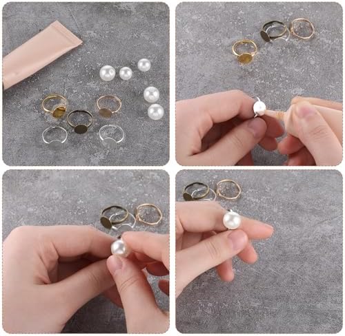 50Pcs Ring Blanks for Jewelry Making Supplies Adjustable Flat Ring Base, 12mm Rings Blanks Jewelry Findings, Silver Gold Rose Gold Black Craft Rings - Image 4