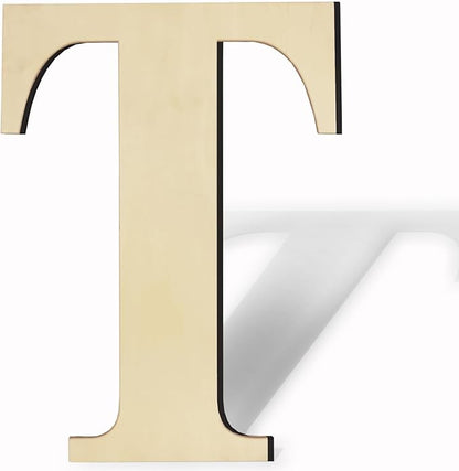 17 Inch Unfinished Wood Letter for Wall Decor, Paintable Thick Wooden Letter for DIY Craft Projects, Blank Wood Alphabet Letter for Birthday, Parties, Wedding, Christmas Home Decoration(Letter T)