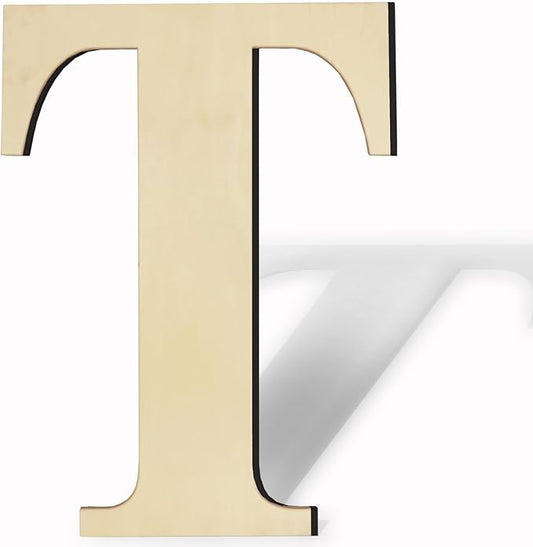 17 Inch Unfinished Wood Letter for Wall Decor, Paintable Thick Wooden Letter for DIY Craft Projects, Blank Wood Alphabet Letter for Birthday, Parties, Wedding, Christmas Home Decoration(Letter T)