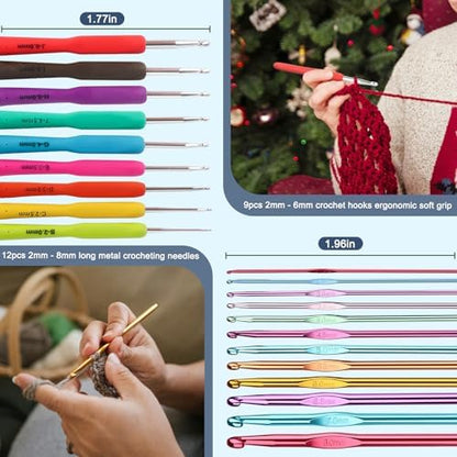 Katech 85-Piece Crochet Hooks Set, Crochet Hook Kit with Storage Case, Ergonomic Knitting Needles Weave Yarn Kits DIY Hand Knitting Craft Art Tool for Beginners and Experienced Crochet Lovers - Image 4