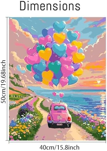 Clendo Balloon Paint by Numbers Kit for Adults, Car Paint by Number for Adults Beginner on Canvas, Ideal Gift Choice for Birthday and Festival, DIY Acrylic Paints for Wall Decor 16x20inch - Image 2