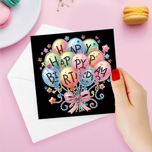 DIY Diamond Greeting Cards Set, 5D DIY Diamond Art Painting Festival Style Greeting Card, DIY Christmas Card Making Kits for Family Friends Handmade Gift-#30-Happy Birthday - Image 6