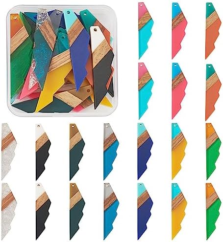 FASHEWELRY 20Pcs Natural Resin Wood Charms 3 Tone Wooden Earring Blanks Geometry Jagged Shaped Wood Earring Charms Mixed Color Earring Findings for Jewelry Making by FASHEWELRY