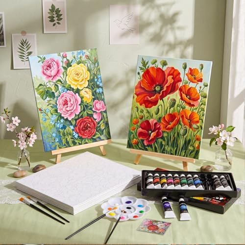 Cholemy 36 Pcs Paint and Sip Kit Gift for Adults 8''x10'',Summer Flowers - Image 5